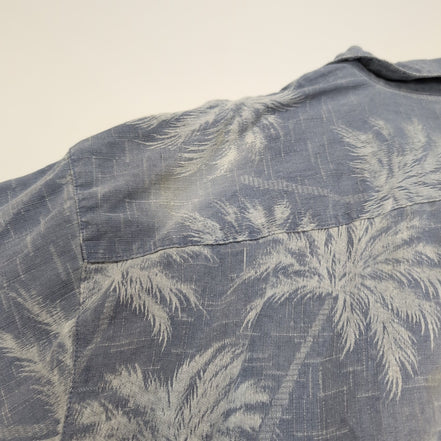 Chemise Hawaïenne Jamaica Jaxx Bleu Palmiers 100% Soie XL Bois