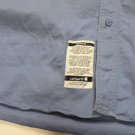 Chemise Carhartt FR 2XL 3XL HRC 2 Bleu Ciel Workwear Coupe-Feu manches longues