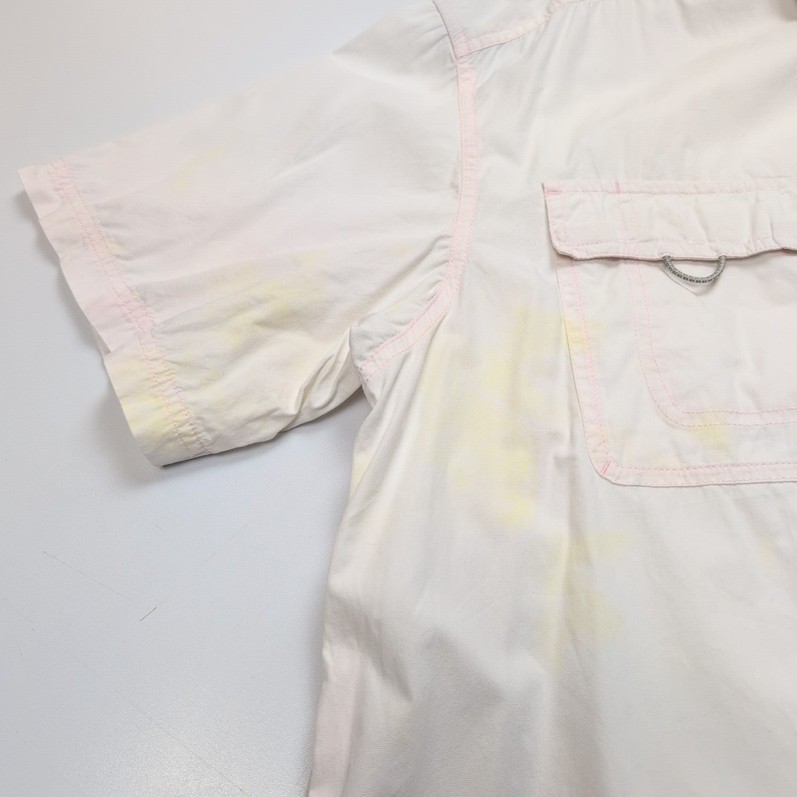 Chemise COLUMBIA Homme XXL Blanche Rose Pâle Manches Courtes Technique