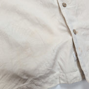 Chemise Hawaïenne Tommy Bahama XL 100% Soie Blanche Palmiers Boutons Bois