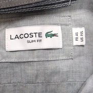 Chemise LACOSTE Homme M Grise Coupe Slim Fit Manches Courtes Poche