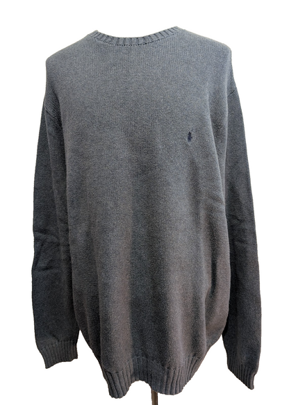 Pull POLO RALPH LAUREN Homme 3XL Bleu Zinc Épais Logo Marine Rare Big & Tall
