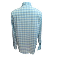 Chemise Reaction L XL Bleu Turquoise Carreaux Stretch Slim Fit manches longues