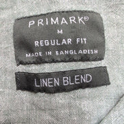 Chemise Primark 100% Lin Vert Kaki Clair Manches Courtes Taille M