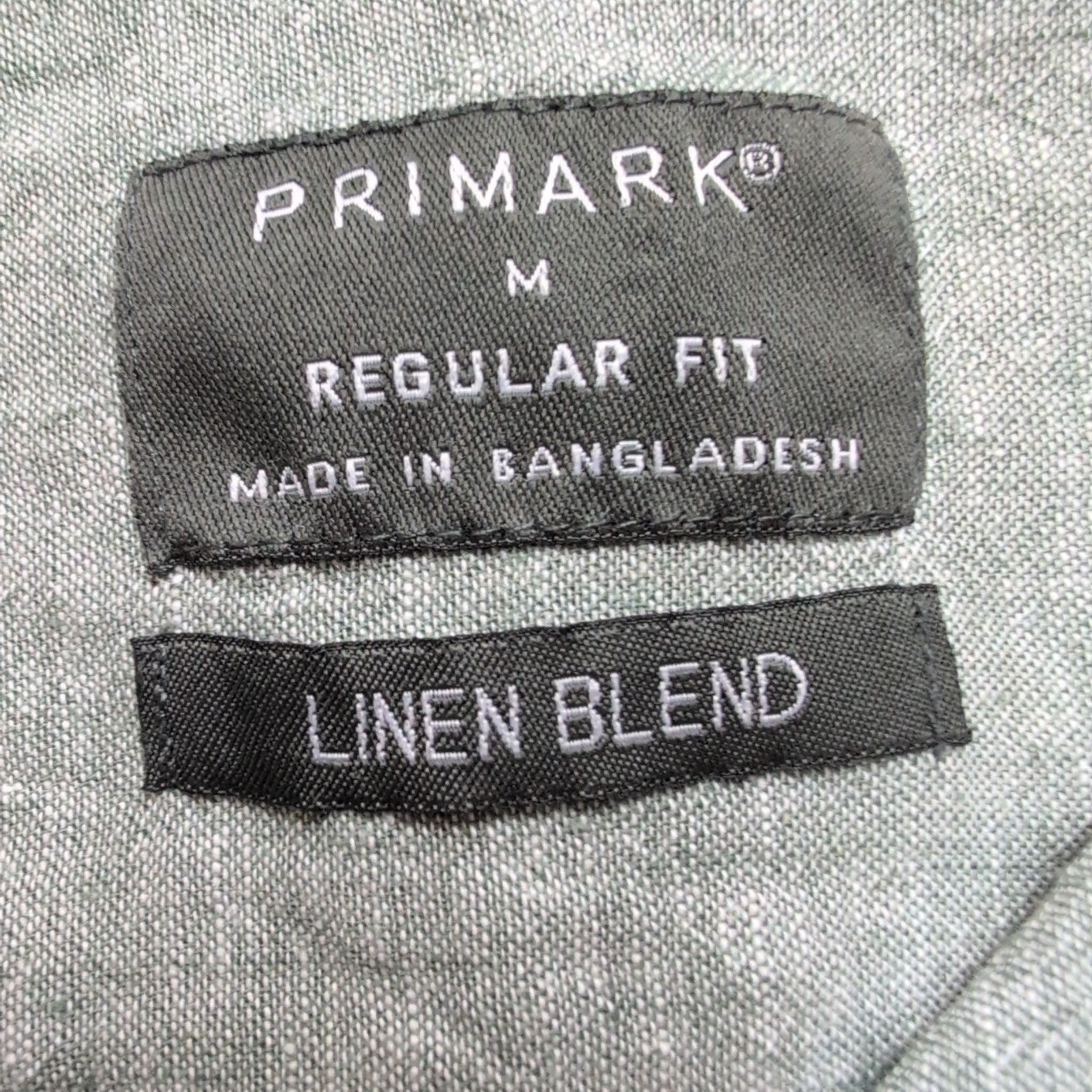 Chemise Primark 100% Lin Vert Kaki Clair Manches Courtes Taille M