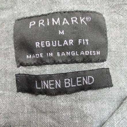 Chemise Primark 100% Lin Vert Kaki Clair Manches Courtes Taille M
