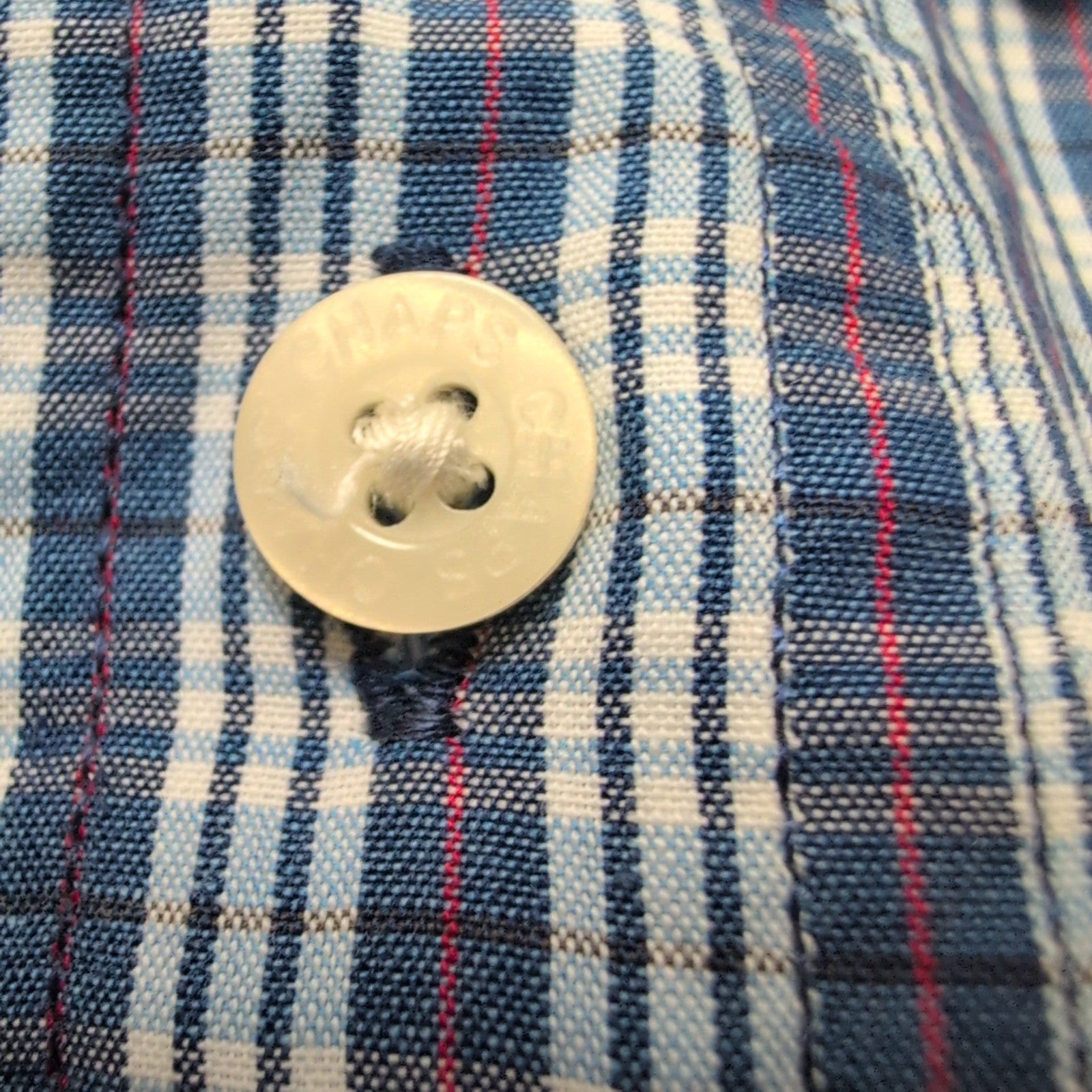 Chemise Chaps modèle Easy Care carreaux bleu et rouge poche M