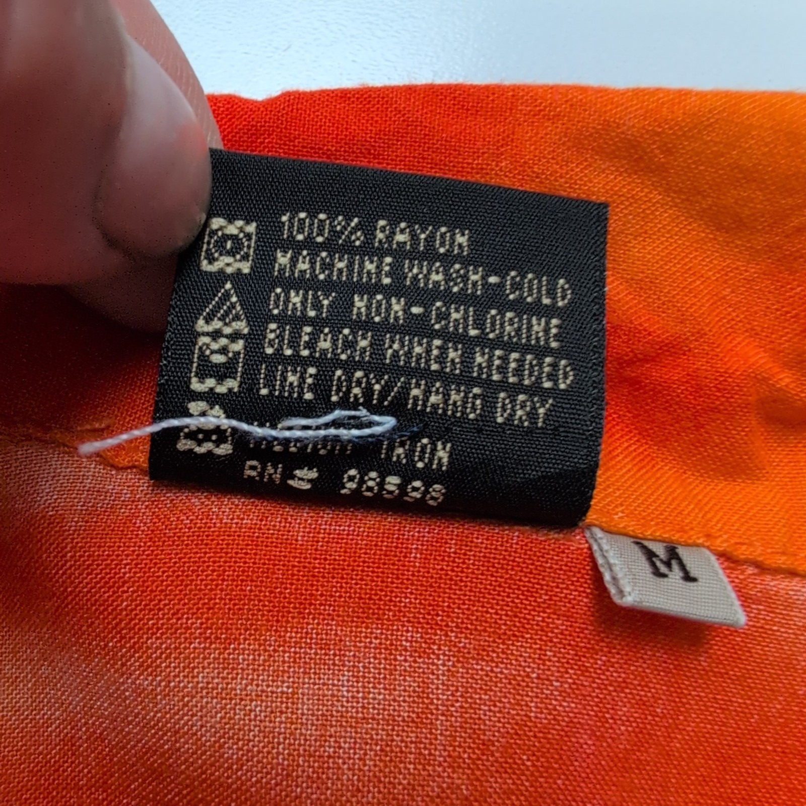 Chemise Hawaïenne IN GEAR M Rayonne Orange Palmiers Surf Manches Courtes
