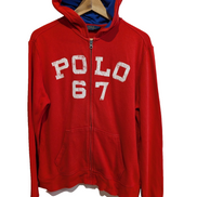 Veste à capuche Polo Ralph Lauren rouge Polo 67 flocage vintage S