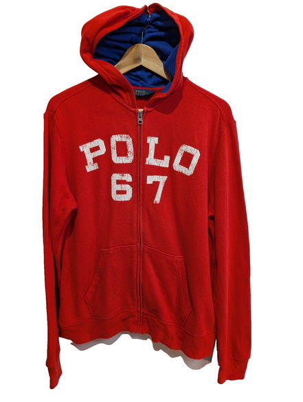 Veste à capuche Polo Ralph Lauren rouge Polo 67 flocage vintage S