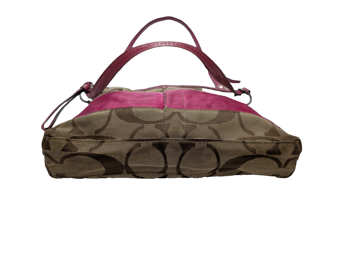 Sac Coach Signature Rose Fuchsia Toile Jacquard Bandoulière