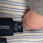 Chemise Polo Ralph Lauren Shirt M L Blake Double Rayures Bleu Button Down Logo