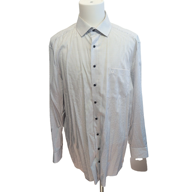 Olymp Luxor Chemise Blanche Motifs Carrés 100% Coton Homme Taille 2XL