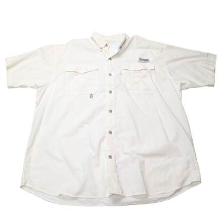 Chemise Columbia PFG blanche uni manches courtes taille XXL 2poches homme