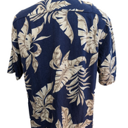 Chemise Hawaïenne VINTAGE SILK Marine & Blanc Cassé - Taille M