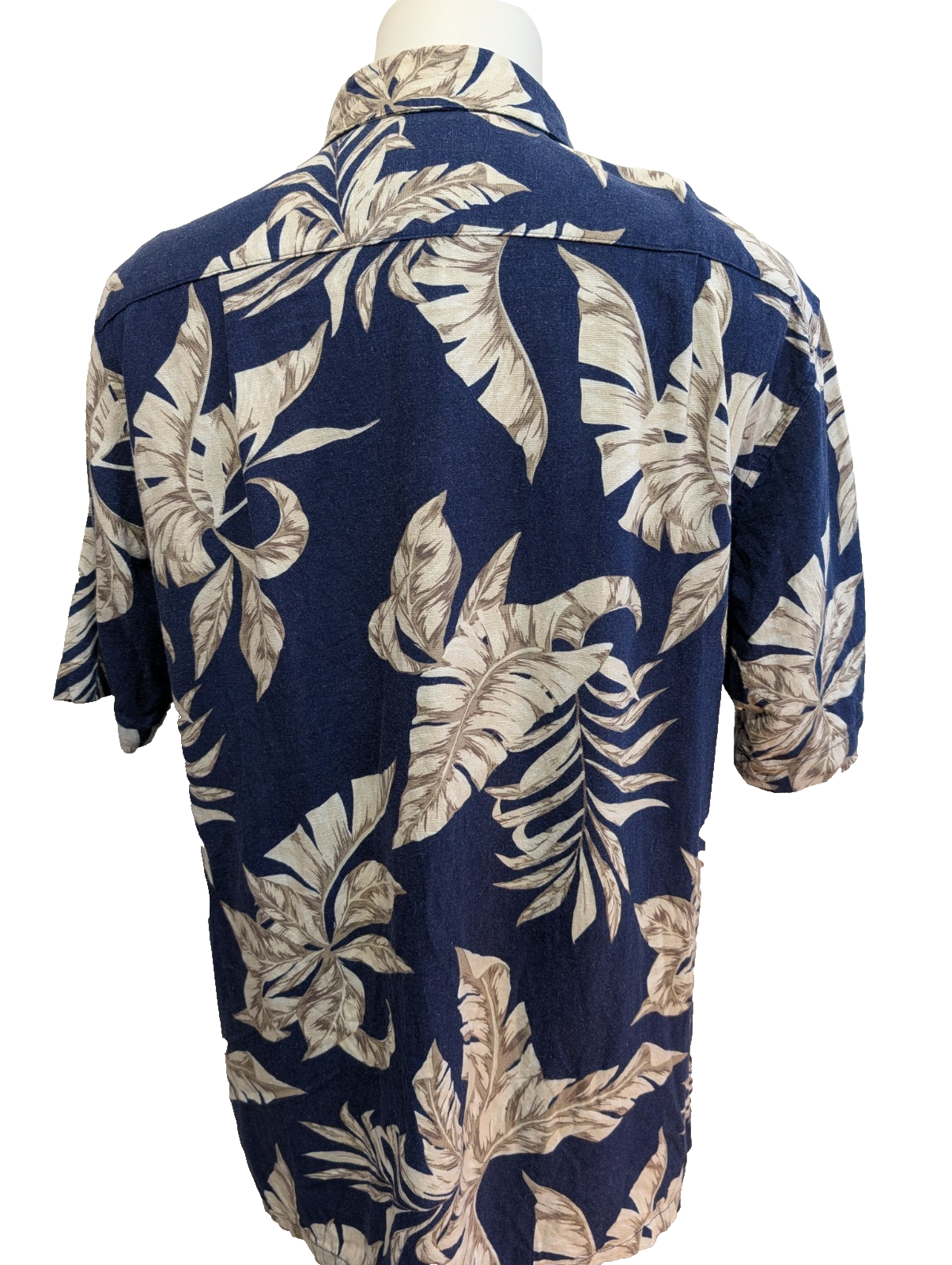 Chemise Hawaïenne VINTAGE SILK Marine & Blanc Cassé - Taille M