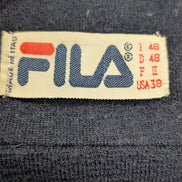 Pull Fila Vintage Femme Bleu Marine Col Zippé Toucher Cachemire - Taille 38