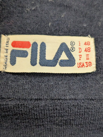 Pull Fila Vintage Femme Bleu Marine Col Zippé Toucher Cachemire - Taille 38