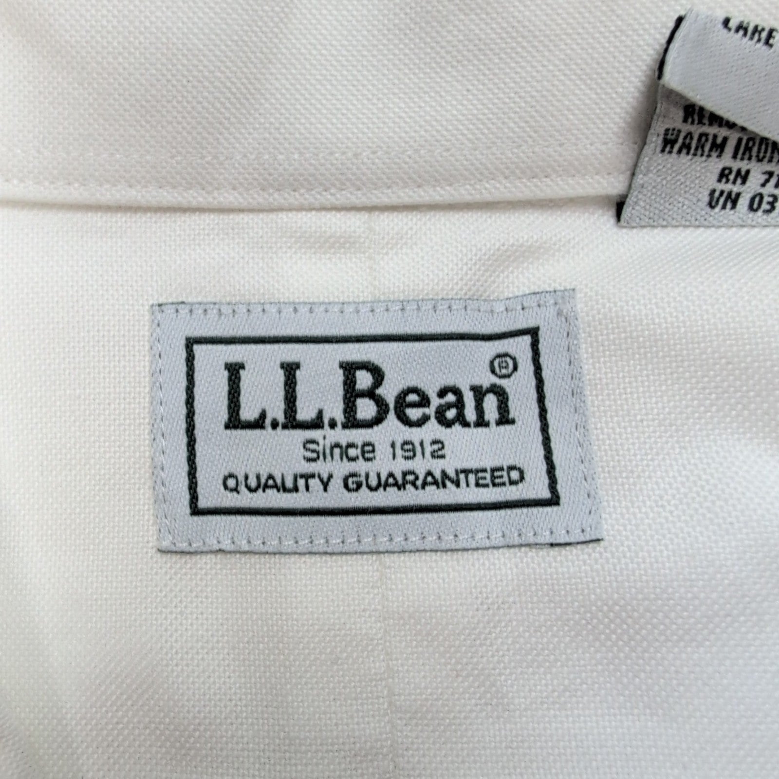 Chemise L.L. Bean blanche unie manches courtes poche brodée RSE vtg taille XXL