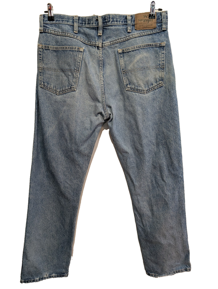 Jean Wrangler Homme Vintage Bleu Style Grunge Distressed Genou Troué W36 L31