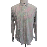 Chemise Ralph Lauren Taille L Carreaux Rose Vert Bleu 100% Coton Logo Bleu Marin
