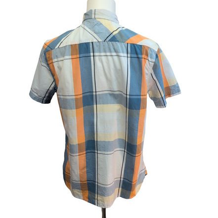 Chemise Levi's Homme Taille L Manches Courtes Coton Bleue Orange Carreaux Poche
