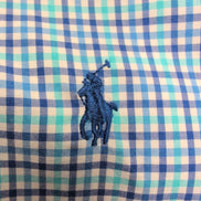 Chemise Ralph Lauren Custom Stretch L Bleu Turquoise Carreaux Logo Bleu