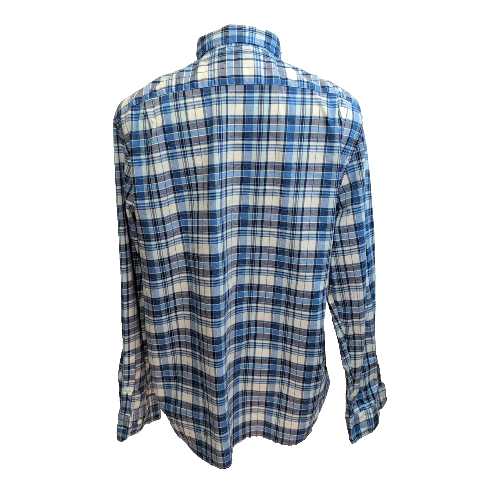 Chemise Nautica XL Bleu Blanc Carreaux Stretch Classic Fit manches longues