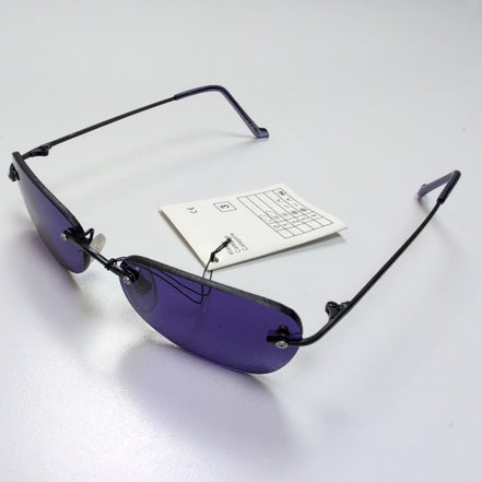 Bar-On® Lunettes de Soleil Ovales Violettes Y2K Branches Fines Métal Noir Mat
