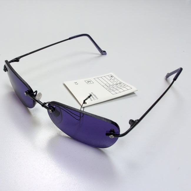 Bar-On® Lunettes de Soleil Ovales Violettes Y2K Branches Fines Métal Noir Mat