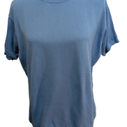 Pull Tommy Hilfiger Femme Manches Courtes Bleu Ciel 100% Coton Taille M