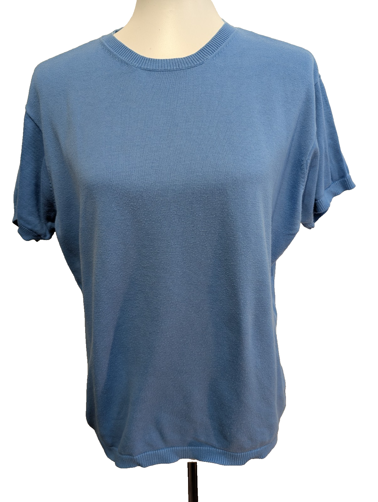 Pull Tommy Hilfiger Femme Manches Courtes Bleu Ciel 100% Coton Taille M