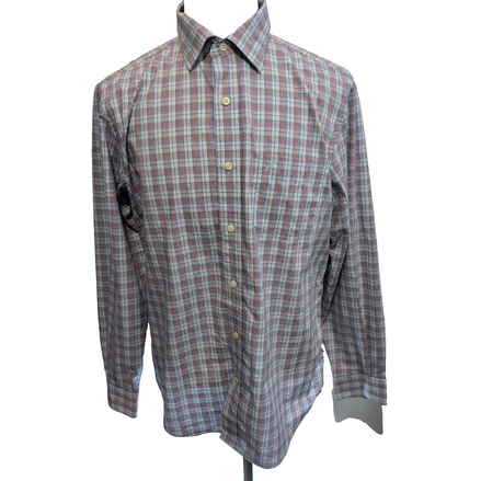 Chemise Nautica L Carreaux Bleu Rouge Logo Brodé Made in Mauritius Coton