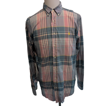 Chemise Ralph Lauren L Classic Fit Carreaux Rose Bleu Button Down Shirt