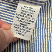 Chemise Ralph Lauren XL Manches Courtes Bleue Rayures Logo Rose Coton