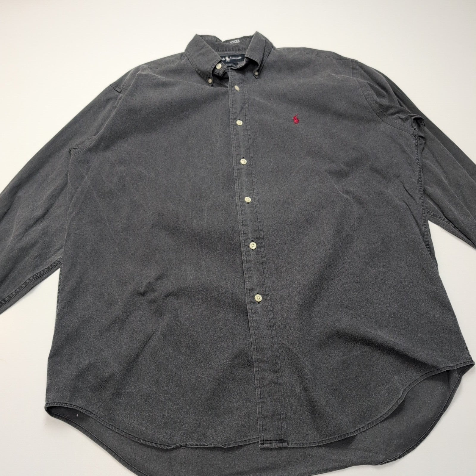 Chemise Ralph Lauren M Gris Anthracite Vintage Logo Rouge Coton Singapore