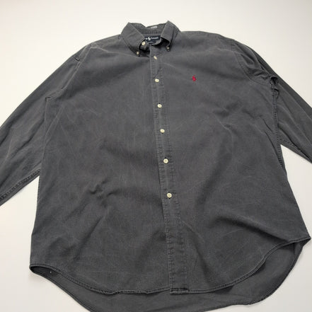Chemise Ralph Lauren M Gris Anthracite Vintage Logo Rouge Coton Singapore