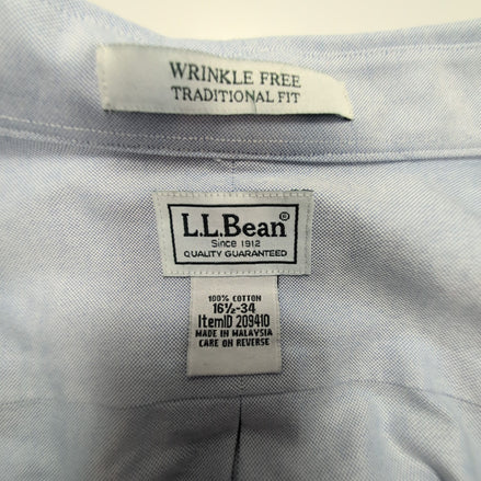 Chemise L.L. Bean bleu uni taille L/XL #162e