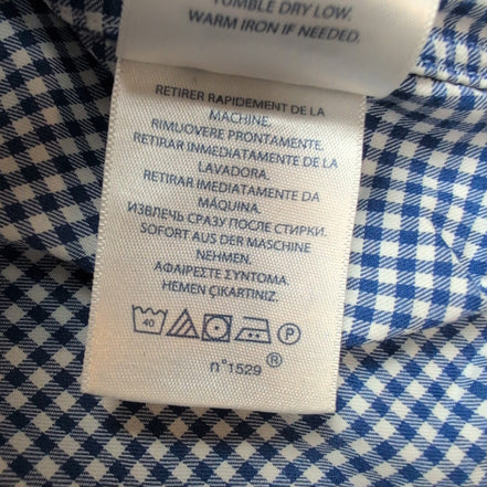 Chemise Ralph Lauren Homme M Bleu Petits Carreaux Logo Rouge Vintage