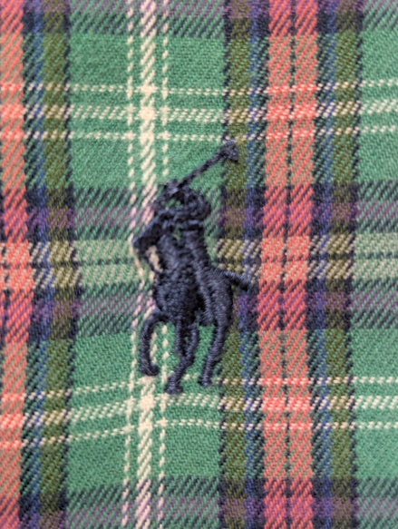 CHEMISE Ralph Lauren homme L Classic Flannel VERT ROUGE 🌲