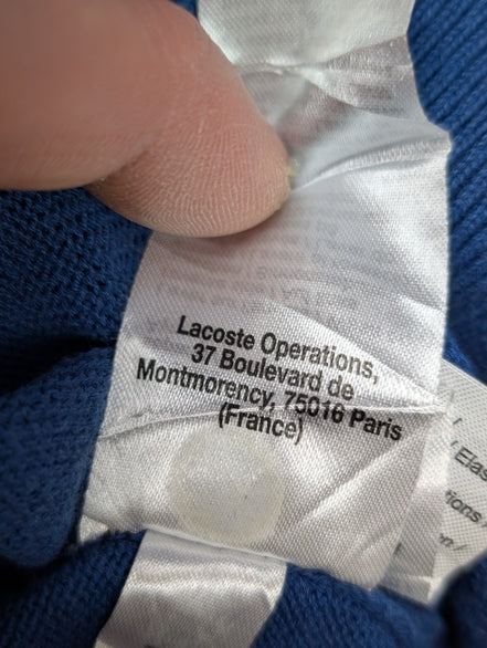 Pull Lacoste L bleu Classic Fit 100% coton col rond logo crocodile brodé