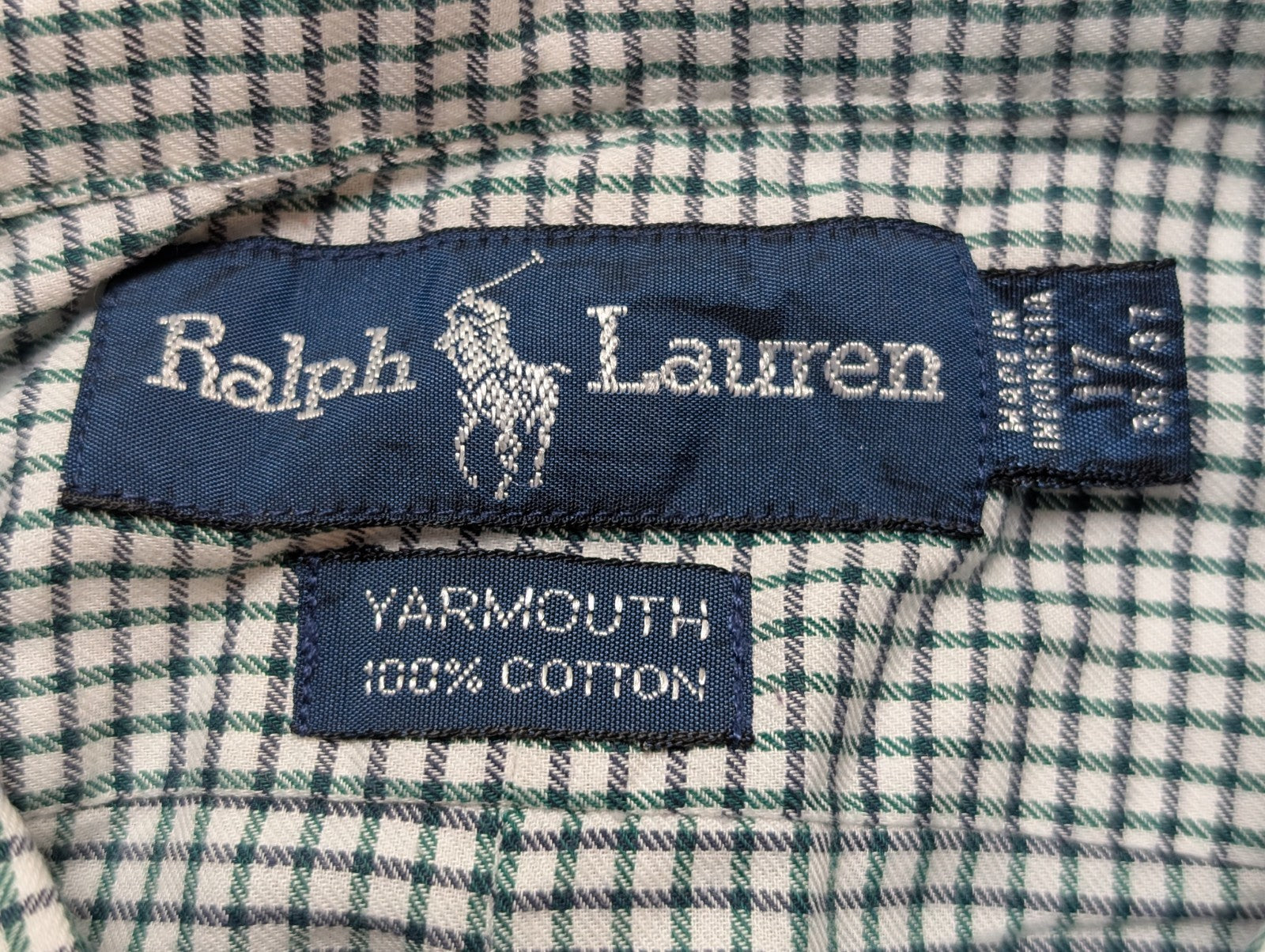 Chemise Ralph Lauren vert petits carreaux manches longues taille XL #2813