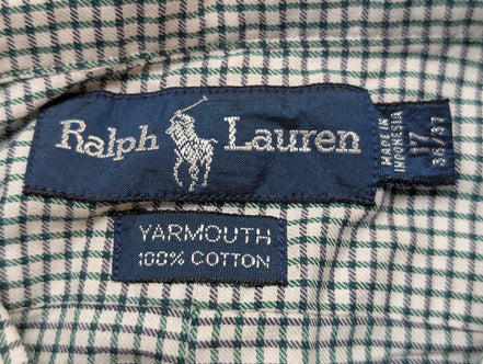 Chemise Ralph Lauren vert petits carreaux manches longues taille XL #2813