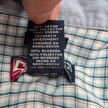 Chemise CHAPS bleue à carreaux manches courtes taille XL #6e
