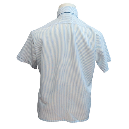 Chemise Towncraft Made in USA M Bleu Rayures Manches Courtes 2 Poches