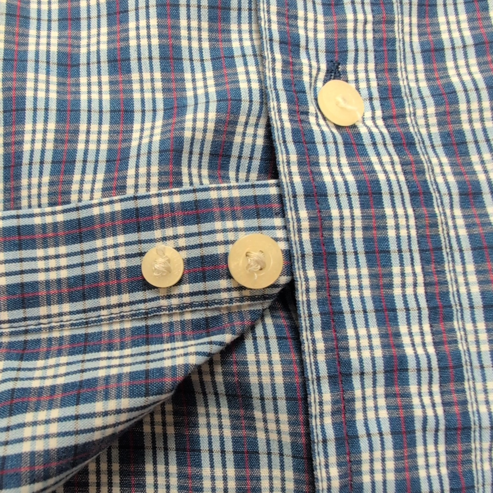 Chemise Chaps modèle Easy Care carreaux bleu et rouge poche M