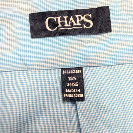 Chemise Chaps Bleu Ciel à Micro-Carreaux 1 Poche - Taille M/L