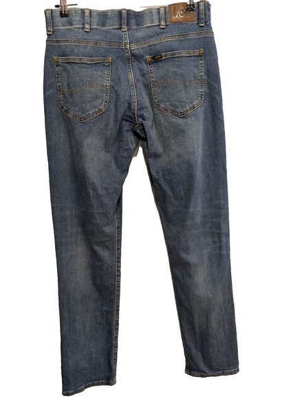 Jean Lee Vintage Homme W34 L34 Bleu Denim Stretch Excellent État
