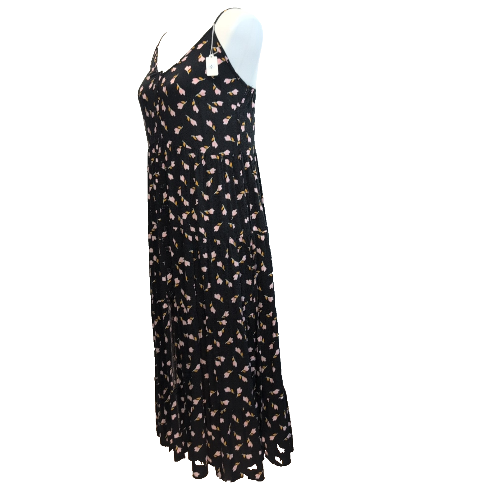 Robe d'été Femme M Noire Fleurie Viscose Bretelles Fines Réglables