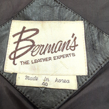🧥 VINTAGE BERMAN'S Blouson Cuir Marron Veste Biker Bomber Zippé T. 40 M/L |39c